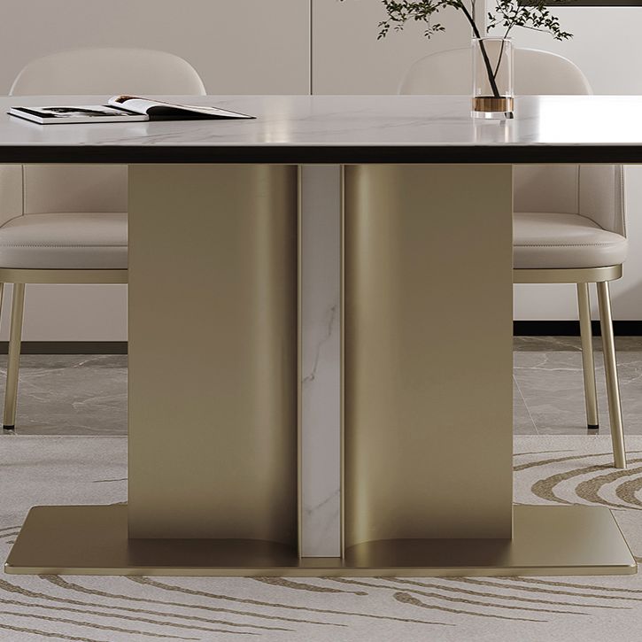 Nordic Glam Sintered Stone Rectangle Table Set 1/4/5/7 Pieces Dining Set for Home Clearhalo 'Dining Room Sets' 'Dining Tables & Seating' 'dining_room_set' 'furn' 'furn_dining_room_set' 'Furniture' 'Kitchen & Dining Furniture' 1200x1200_99fe4fe1-486f-491f-a7d5-15ef3772b59b