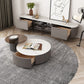 Round Slate Top Coffee Table Glam Drum Coffee Cocktail Table with Drawer Clearhalo 'Coffee & Accent Tables' 'Coffee Tables' 'coffee_tables' 'furn' 'furn_coffee_tables' 'Furniture' 'Living Room Furniture' 1200x1200_99ff384d-0840-49e3-bc1c-d1ef7e13e12c