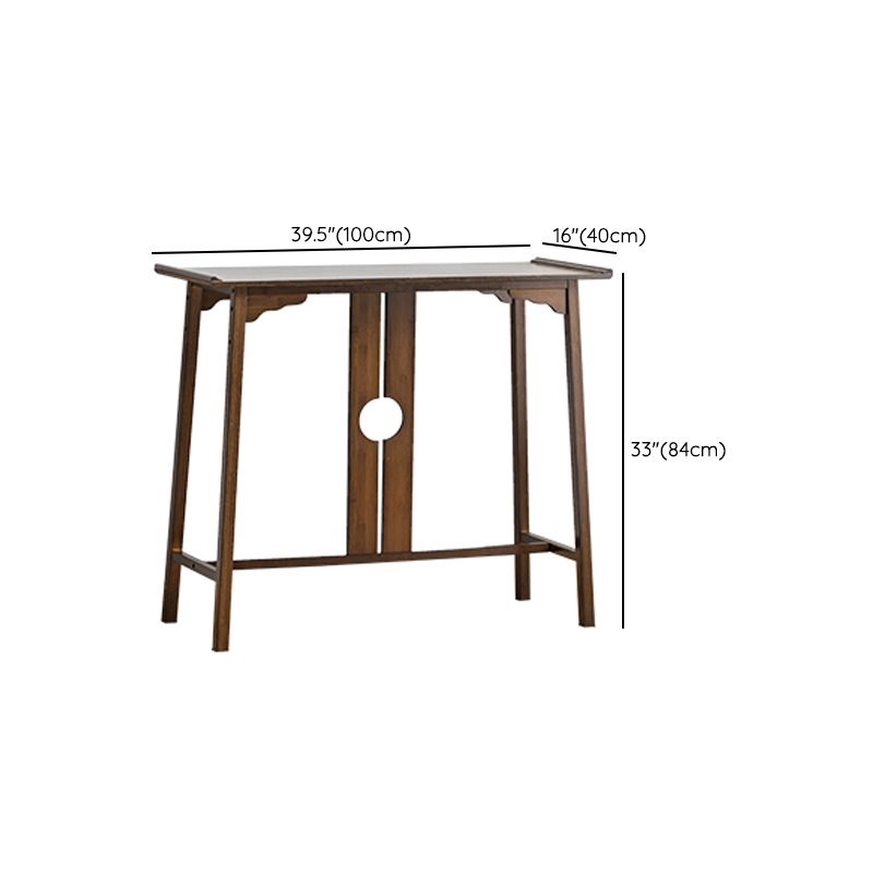 Mesa de consola moderna de mediados de siglo Mesa de consola de rectángulo de madera maciza marrón oscuro