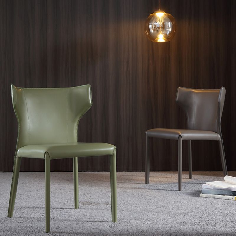 Contemporary Leather Dining Chair Wingback Side Chair for Restaurant Use Clearhalo 'Dining Chairs' 'Dining Tables & Seating' 'dining_chair' 'furn' 'furn_dining_chair' 'Furniture' 'Kitchen & Dining Furniture' 1200x1200_9a01d595-2568-4ced-a257-4234b9cd8f51