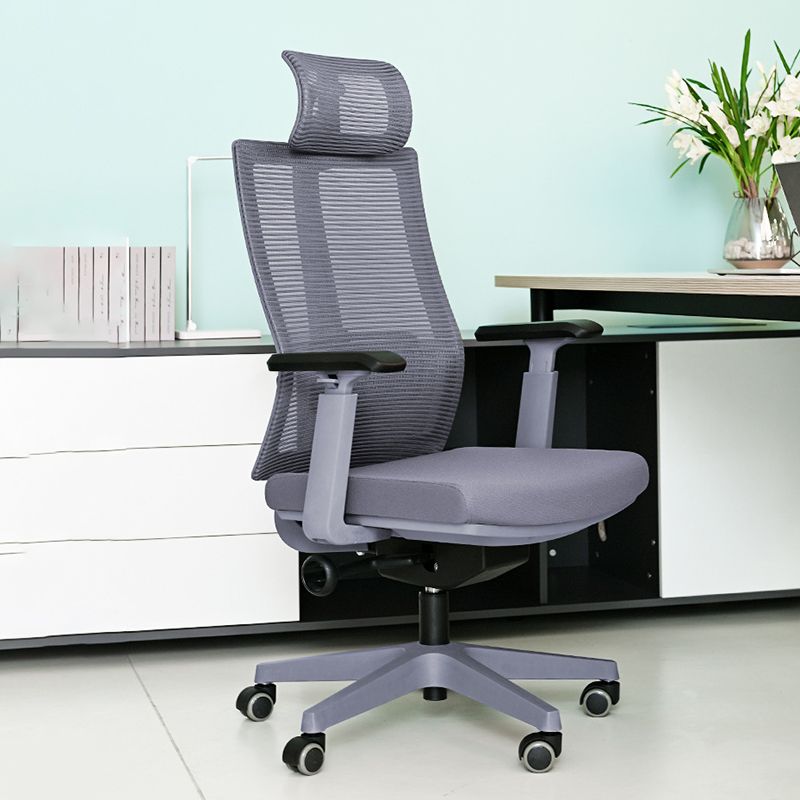 Poltrona contemporanea con supporto lombare grigio con sedia da ufficio con ruote
