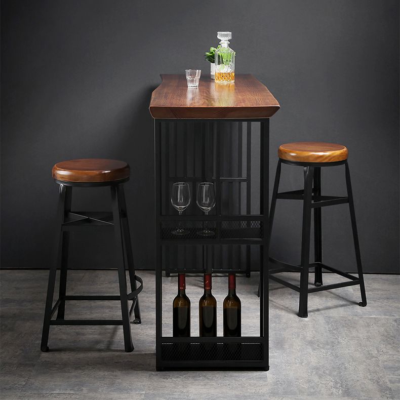 Indoor Glam Pub Set Natural 1/2/3 Pieces Wood and Metal Pub Table Set with Storage Clearhalo 'Bar Furniture' 'furn' 'furn_home_bar_bar_sets' 'Furniture' 'Home Bars & Bar Sets' 'home_bar_bar_sets' 'Kitchen & Dining Furniture' 1200x1200_9a02bec0-23bf-4d7b-9f06-fbb8afbd602f