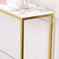 Rectangle Shape Contemporary Console Table Stone Console Sofa Table in White and Gold