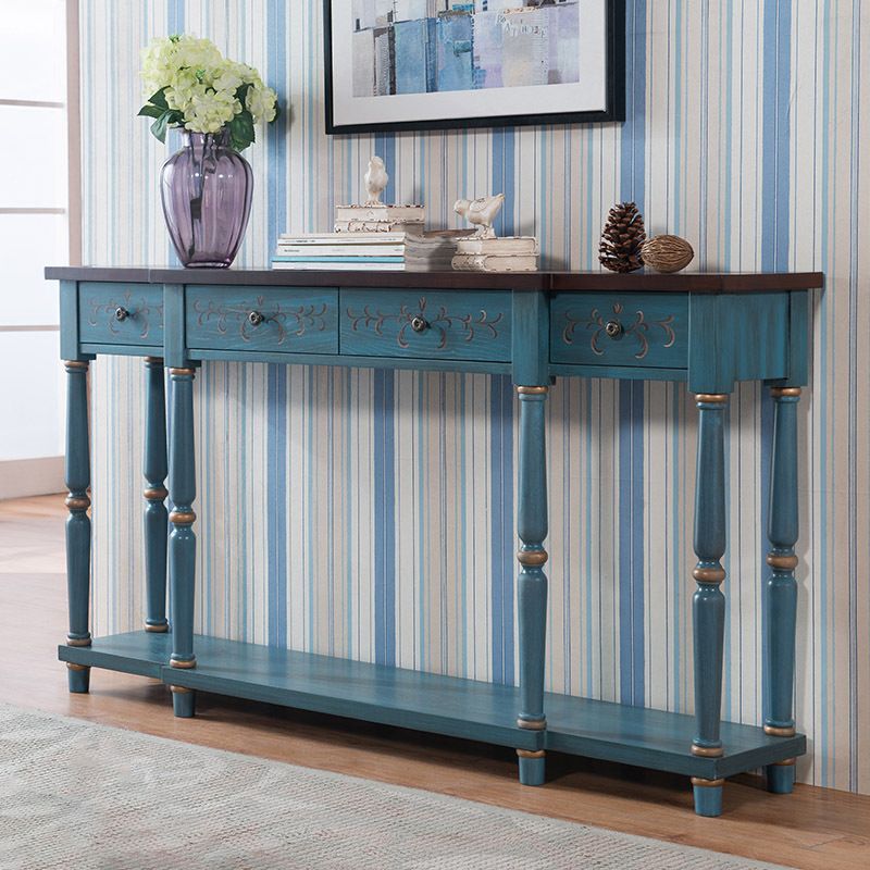 Mid Century Modern Wood Console Table Drawers Included Console Sofa Table for Hall