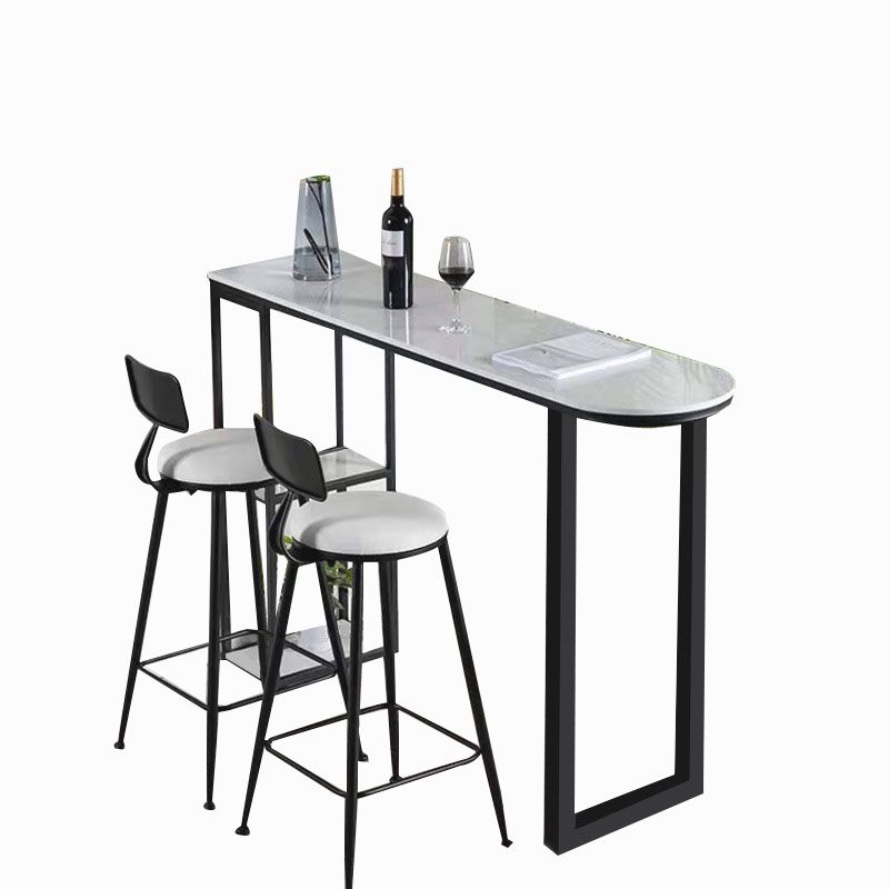 Contemporary Style Bar Table Bar Faux Marble Bar Desk with Sled Base Clearhalo 'Bar Furniture' 'Bar Tables' 'bar_tables' 'furn' 'furn_bar_tables' 'Furniture' 'Kitchen & Dining Furniture' 1200x1200_9a039983-77f5-46d5-9ec7-b6ec56efb75e