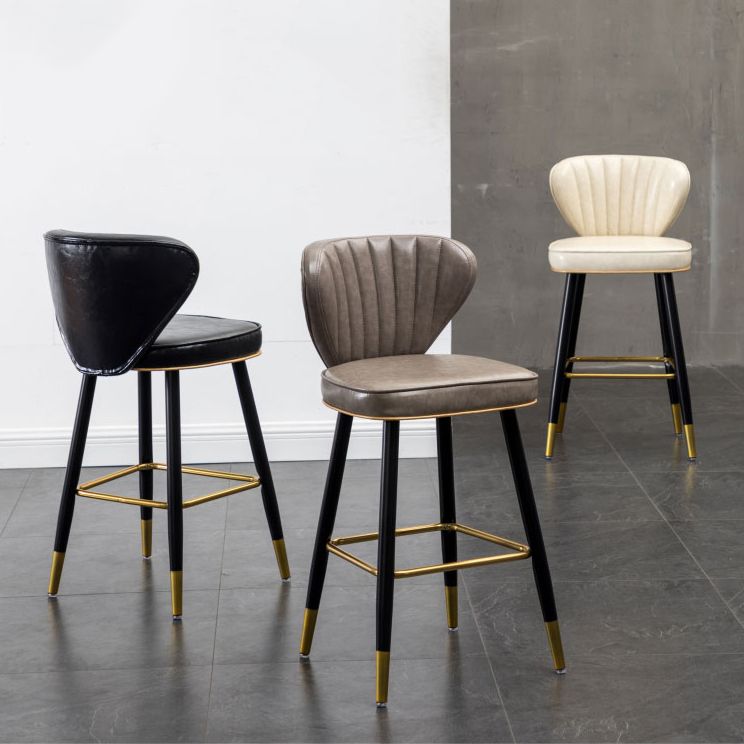 Industrial Leather Black Metal Counter Stools Low Back Bar Stools with 4 Legs Clearhalo 'Bar Furniture' 'Bar Stools' 'bar_stools' 'furn' 'furn_bar_stools' 'furniture_bar_stools' 'Kitchen & Dining Furniture' 'kitchen&dining_furn' 'kitchen' 'kitchen_furn' Furniture' 1200x1200_9a05e3b2-ec3d-493f-9293-0478f9853250
