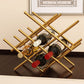 Modern Simple Tabletop Wine Rack Golden Geometry Wine Bottle Rack for Kitchen