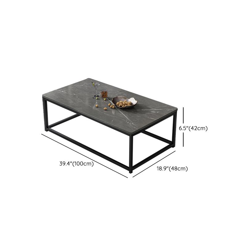 Modern Simple 1 Single Cocktail Table Rectangular Frame Coffee Table with Storage Shelf Clearhalo 'Coffee & Accent Tables' 'Coffee Tables' 'coffee_tables' 'furn' 'furn_coffee_tables' 'Furniture' 'Living Room Furniture' 1200x1200_9a0a13a5-9b77-462f-a35a-2d4465b68f56