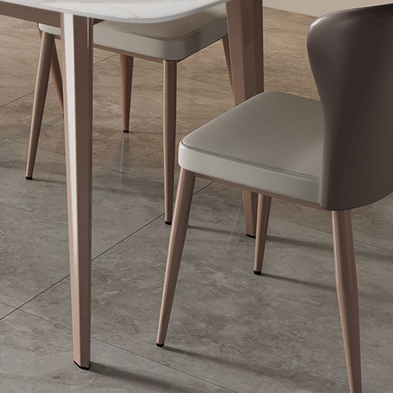 Table rectangulaire moderne de table à manger en pierre frittée avec 4 pieds pour la maison