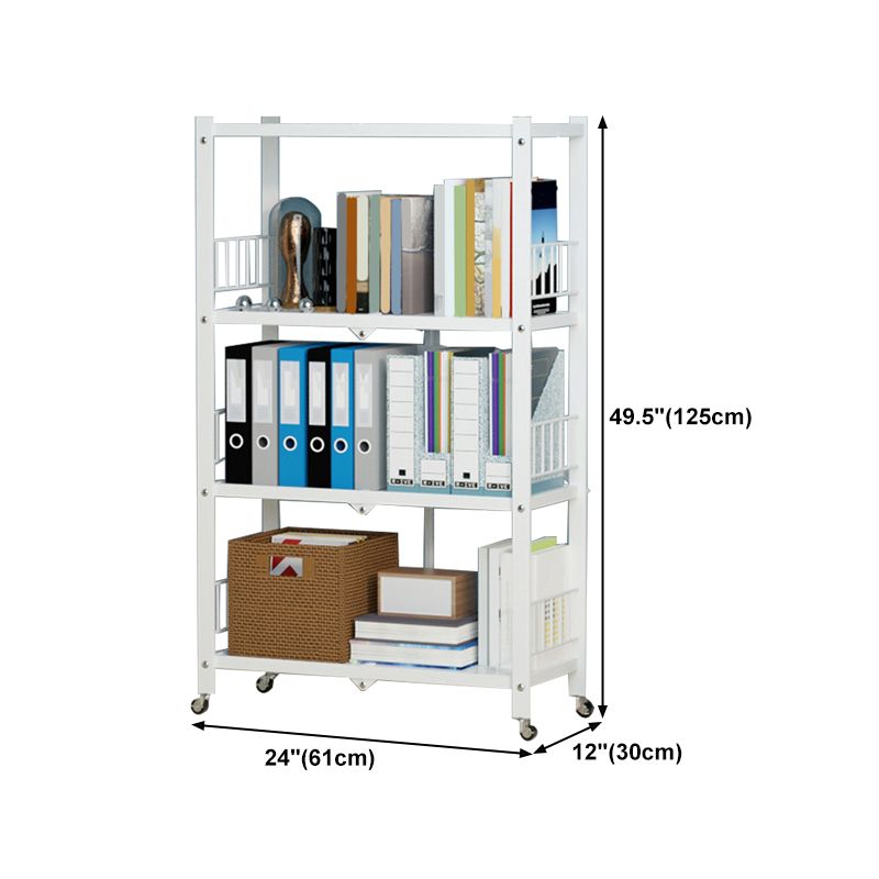 Metal Floating Bookcase Contemporary Style Open Back Bookshelf with Wheels