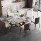 Glam Sintered Stone Rectangle Dining Table Kitchen Standard Dining Table with Pedestal Base Clearhalo ' dining_table' 'Dining Tables & Seating' 'Dining Tables' 'furn' 'furn_dining_table' 'Furniture' 'furniture_dining_table' 'Kitchen & Dining Furniture' 'kitchen&dining_furn' 'kitchen' 'kitchen_dining_table' 1200x1200_9a131f31-f5a6-4a0a-9371-75600bf425ae