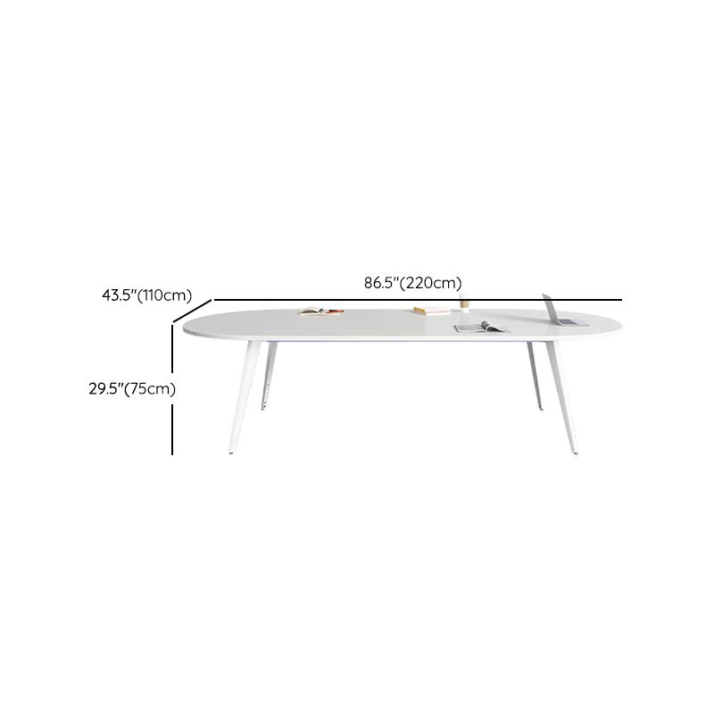 Contemporary Wooden Writing Desk White Oval Office Desk for Office Clearhalo 'furn' 'furn_office_desk' 'Furniture' 'Office Desks' 'Office Furniture' 'office_desk' 1200x1200_9a147e83-da1f-450e-b4bb-98323ae74215