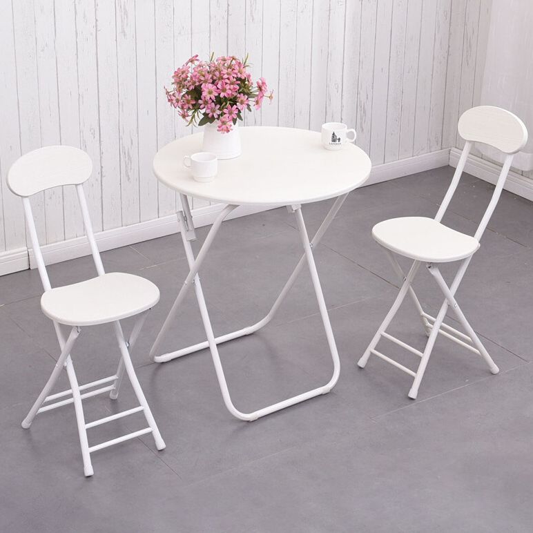 Folding Dining Table Set with Round Top and White Base Table Set for Home Use Clearhalo 'Dining Room Sets' 'Dining Tables & Seating' 'dining_room_set' 'furn' 'furn_dining_room_set' 'Furniture' 'furniture_dining_room_set' 'Kitchen & Dining Furniture' 'kitchen&dining_furn' 'kitchen' 1200x1200_9a16d74f-9ba4-451f-8a6b-9c9114f20bba
