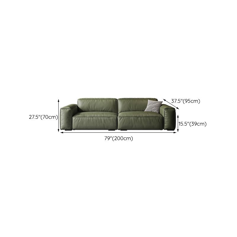 Contemporary Forest Green Cushions Square Arm Living Room Settee
