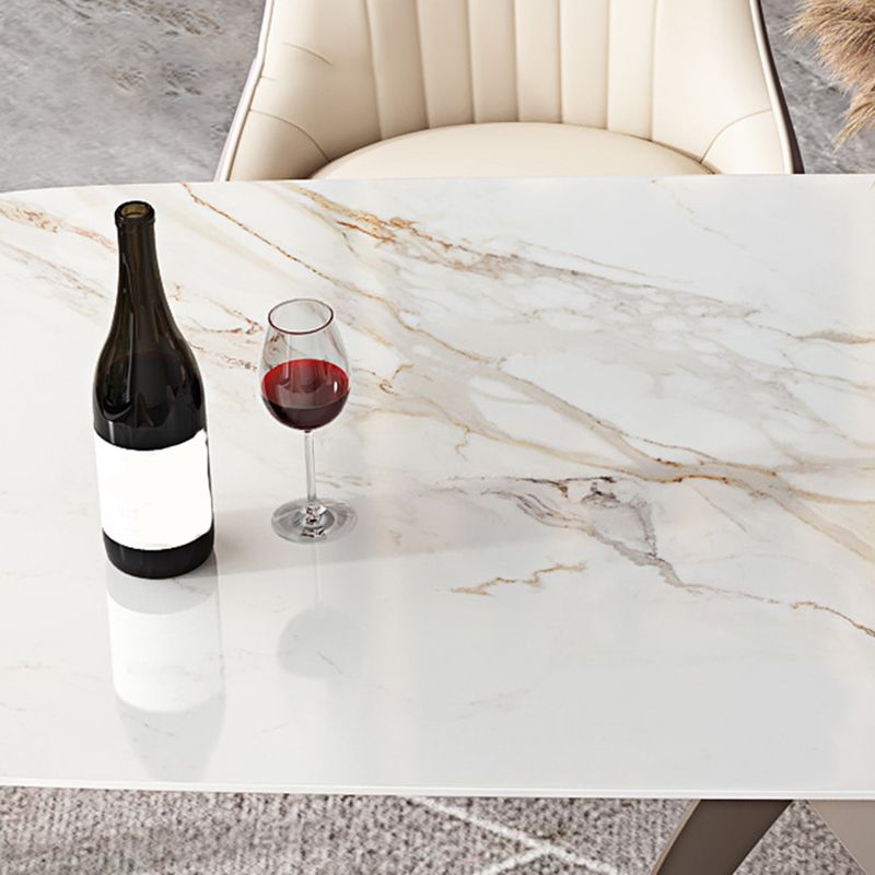 Modern Style Dining Rectangle Table Sintered Stone Table with Metal Legs for Home Clearhalo 'Dining Tables & Seating' 'Dining Tables' 'dining_table' 'furn' 'furn_dining_table' 'Furniture' 'Kitchen & Dining Furniture' 1200x1200_9a1a3b80-8161-4c41-91a8-212898627335