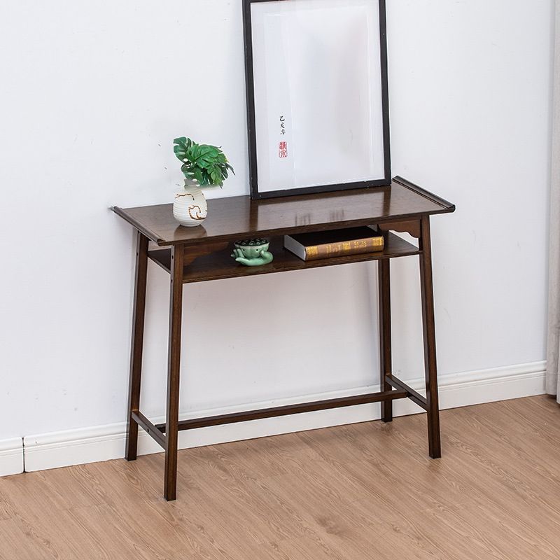 Mesa de consola moderna de mediados de siglo Mesa de consola de rectángulo de madera maciza marrón oscuro