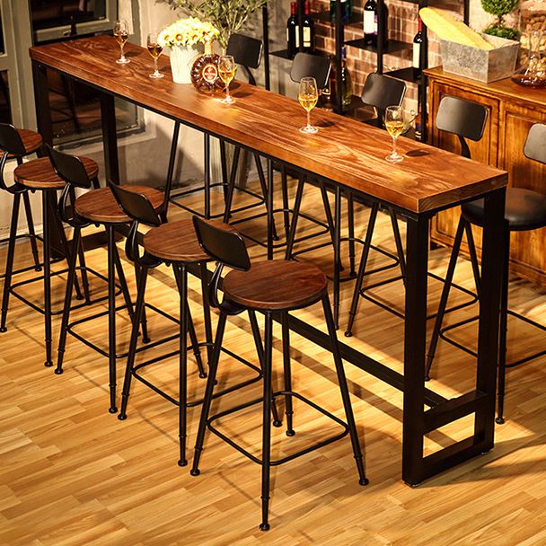 Natural Wood Top Bar Table Rectangle Industrial Footrest Indoor Bar Dining Table Clearhalo 'Bar Furniture' 'Bar Tables' 'bar_tables' 'furn' 'furn_bar_tables' 'Furniture' 'furniture_bar_tables' 'Kitchen & Dining Furniture' 1200x1200_9a1dc969-9c8f-477e-8296-93d7bf74a75e