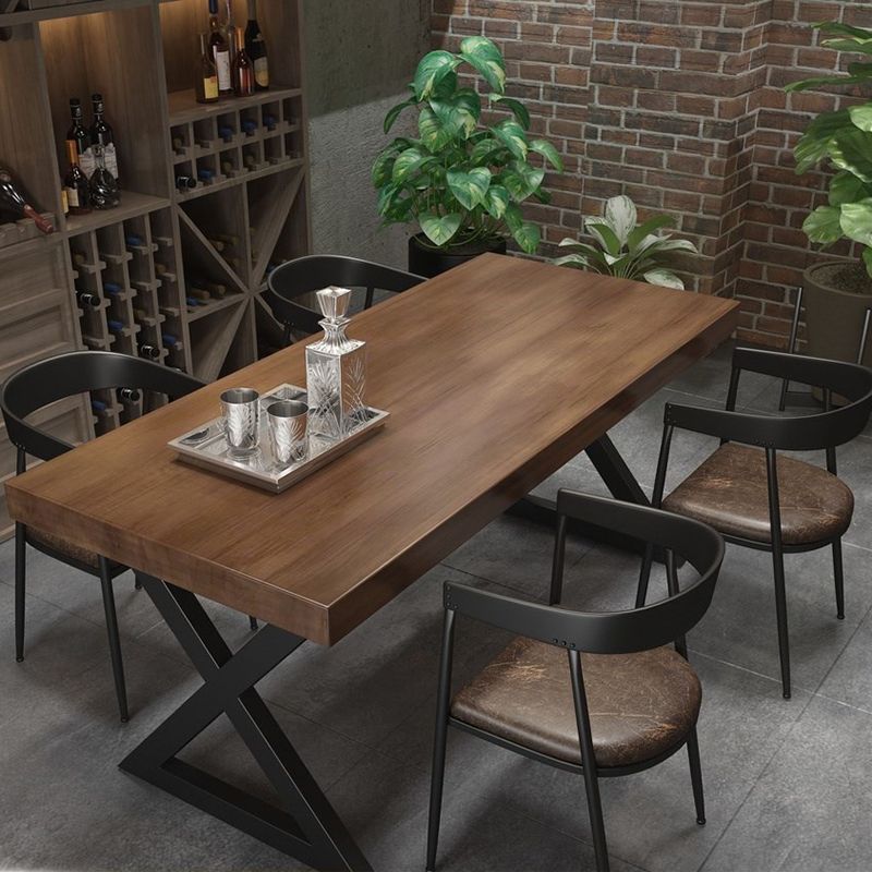 Industrial Rectangle Wood Dining Table 1/5/7 Pieces Dining Set for Cafe