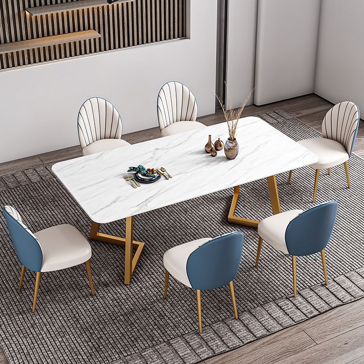 Iron and Slate Table Glam Style Simple Home Rectangular Dining Table Clearhalo 'Dining Tables & Seating' 'Dining Tables' 'dining_table' 'furn' 'furn_dining_table' 'Furniture' 'Kitchen & Dining Furniture' 1200x1200_9a1f0a04-ba1e-446b-b64b-645ba3c4f01d