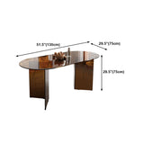 Oval Glass Dining Table Simplicity Double Pedestal Table for Dining Room Clearhalo 'Dining Tables & Seating' 'Dining Tables' 'dining_table' 'furn' 'furn_dining_table' 'Furniture' 'Kitchen & Dining Furniture' 1200x1200_9a21fa1f-7578-4e97-9284-0bfa297d4fd5