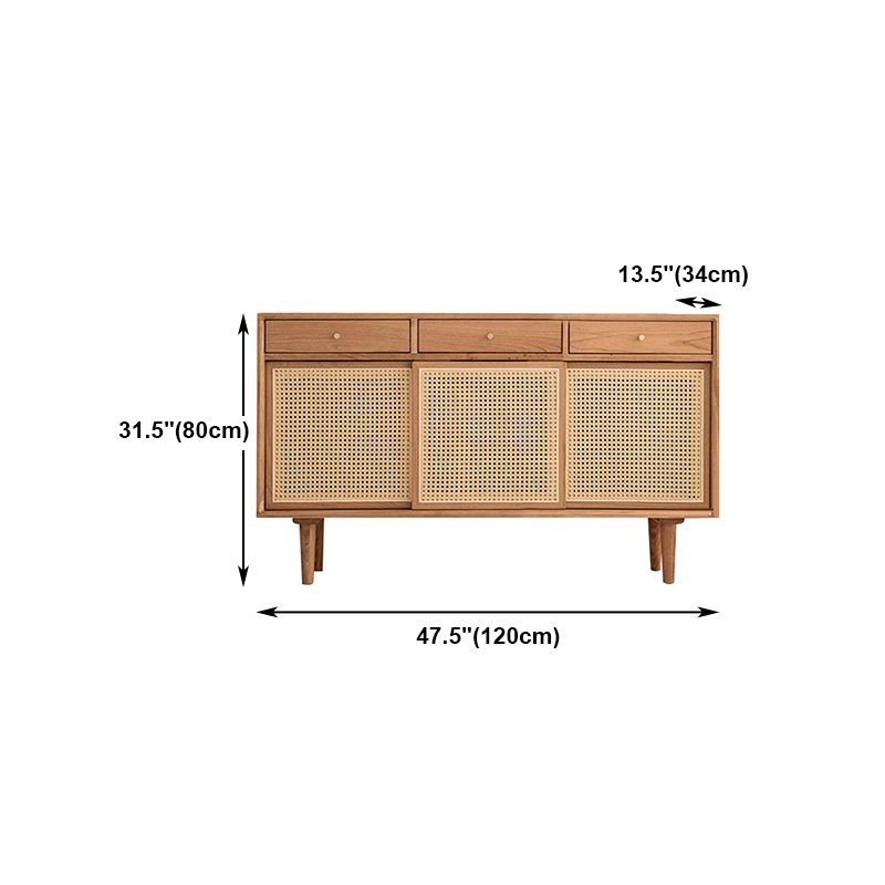 Rattan Doors Cupboard Glam Style Wood Kitchen Sideboard for Dining Room Clearhalo 'buffet_sideboard' 'Buffets & Sideboards' 'furn' 'furn_buffet_sideboard' 'Furniture' 'Kitchen & Dining Furniture' 1200x1200_9a22b9b9-b4a0-4e62-b951-b2fe28f4e247