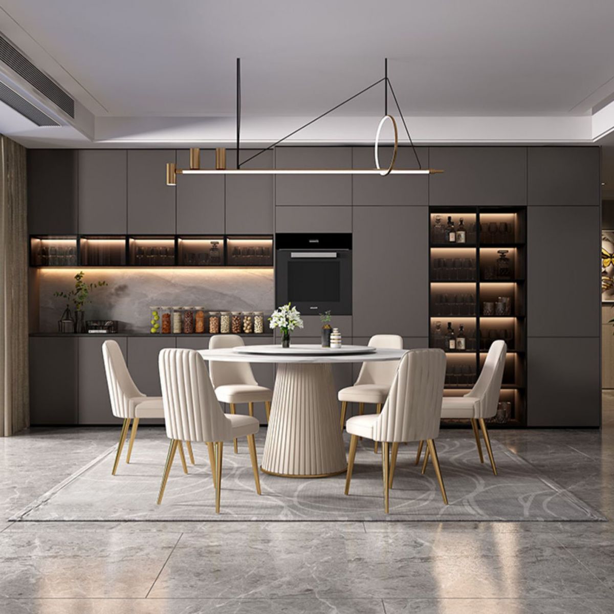 Modern Dinning Table with White Marble Round Dining Table for Kitchen Clearhalo 'Dining Tables & Seating' 'Dining Tables' 'dining_table' 'furn' 'furn_dining_table' 'Furniture' 'Kitchen & Dining Furniture' 1200x1200_9a284fd6-a17d-4e23-96f6-464f8b792c79