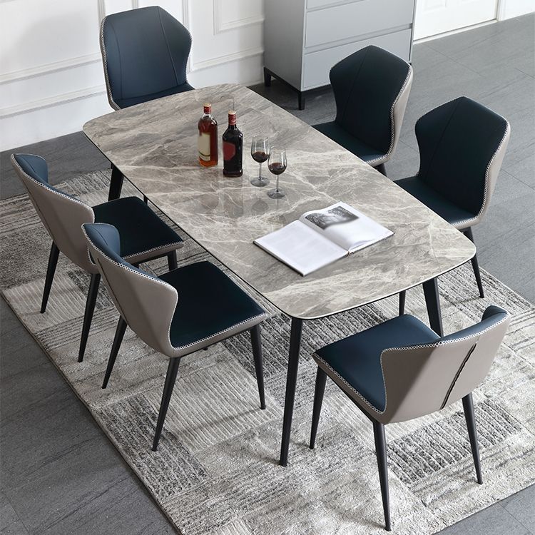 Modern Rectangle Dinette Set 1/2/5/7 Pieces Grey Sintered Stone Top Dining Table Set Clearhalo 'Dining Room Sets' 'Dining Tables & Seating' 'dining_room_set' 'furn' 'furn_dining_room_set' 'Furniture' 'furniture_dining_room_set' 'Kitchen & Dining Furniture' 1200x1200_9a288af6-2f5c-426b-a64c-642b36625e22