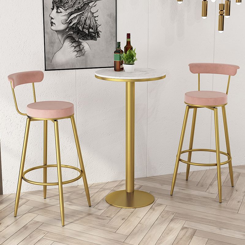 Glam White Marble Counter Table with Round Table Top Pedestal Table - 42" H Clearhalo 'Bar Furniture' 'Bar Tables' 'bar_tables' 'furn' 'furn_bar_tables' 'Furniture' 'furniture_bar_tables' 'Kitchen & Dining Furniture' 1200x1200_9a2b90fc-84b6-4b13-bac1-ed54766ec622