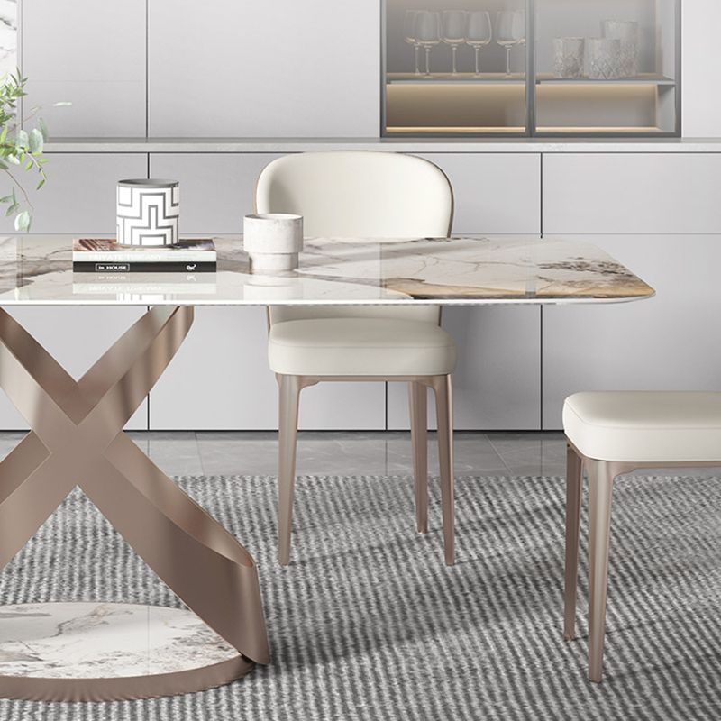 Modern Kitchen Dining Room Set with Sintered Stone Top and Gold Base Dining Furniture Clearhalo 'Dining Room Sets' 'Dining Tables & Seating' 'dining_room_set' 'furn' 'furn_dining_room_set' 'Furniture' 'furniture_dining_room_set' 'Kitchen & Dining Furniture' 'kitchen&dining_furn' 'kitchen' 1200x1200_9a2b9760-3660-4940-912e-5231d63a742e