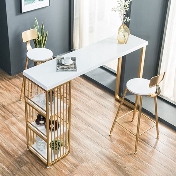 Tavolo da barra top in legno massiccio rettangolo tavolo da pub glam con conservazione in metallo