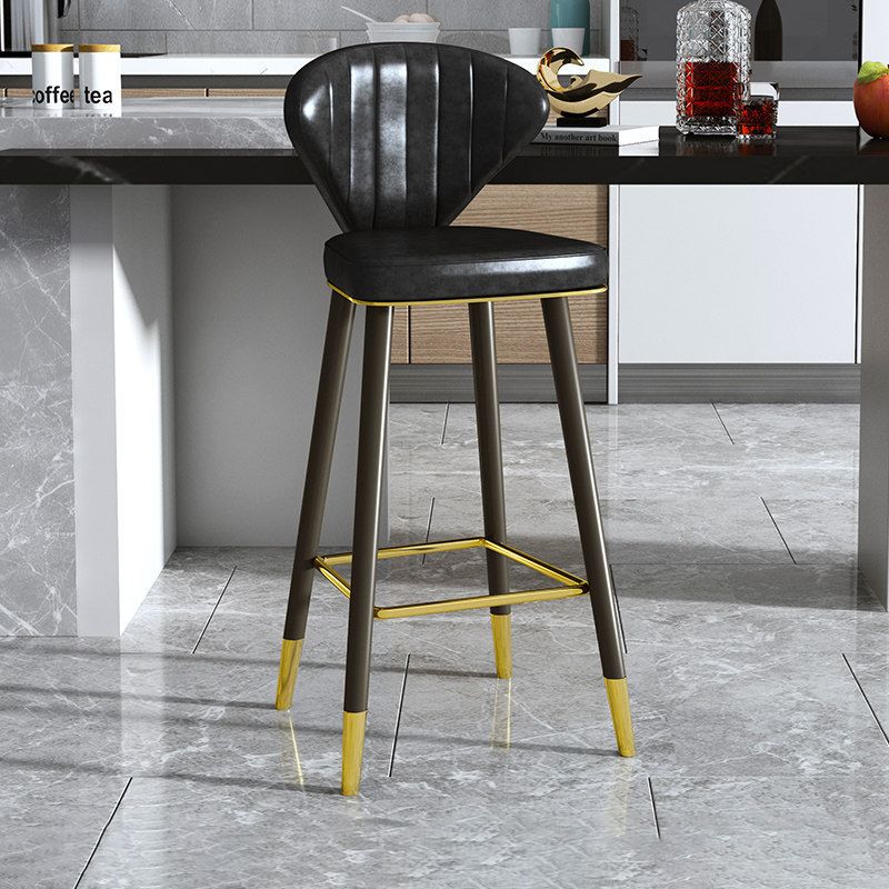 Nordic Glam Style Bar-stool PU Leather Counter Bar Stool with Metal Legs Clearhalo 'Bar Furniture' 'Bar Stools' 'bar_stools' 'furn' 'furn_bar_stools' 'Furniture' 'furniture_bar_stools' 'Kitchen & Dining Furniture' 1200x1200_9a2cd6e8-d477-4fc3-a8e4-dee6c1c2d212