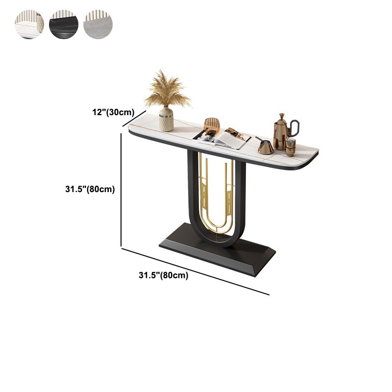 Tavolo di accento mezzaluna moderno con piedistallo nero per il tavolo della console Hall