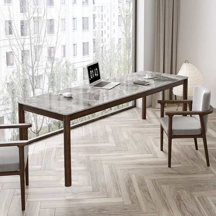 Bureau d'écriture de style industriel Bureau de tâche de forme rectangulaire en brun pour le bureau