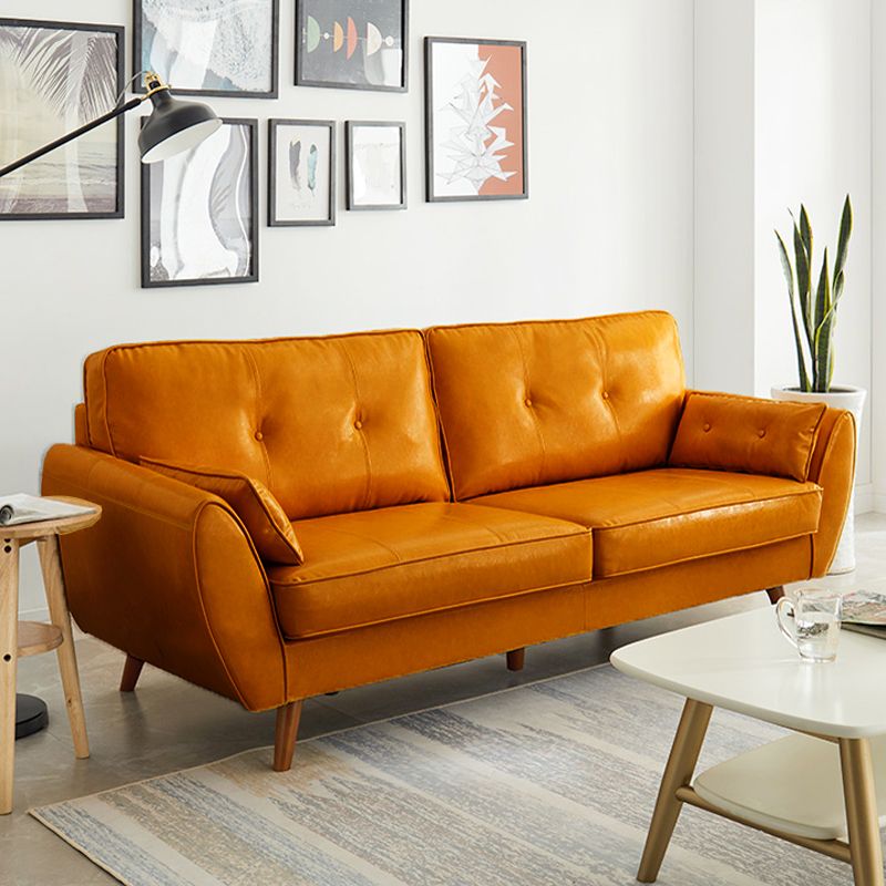 Faux lederen eigentijdse getufte standaard wijd uitlopende arm settee bank