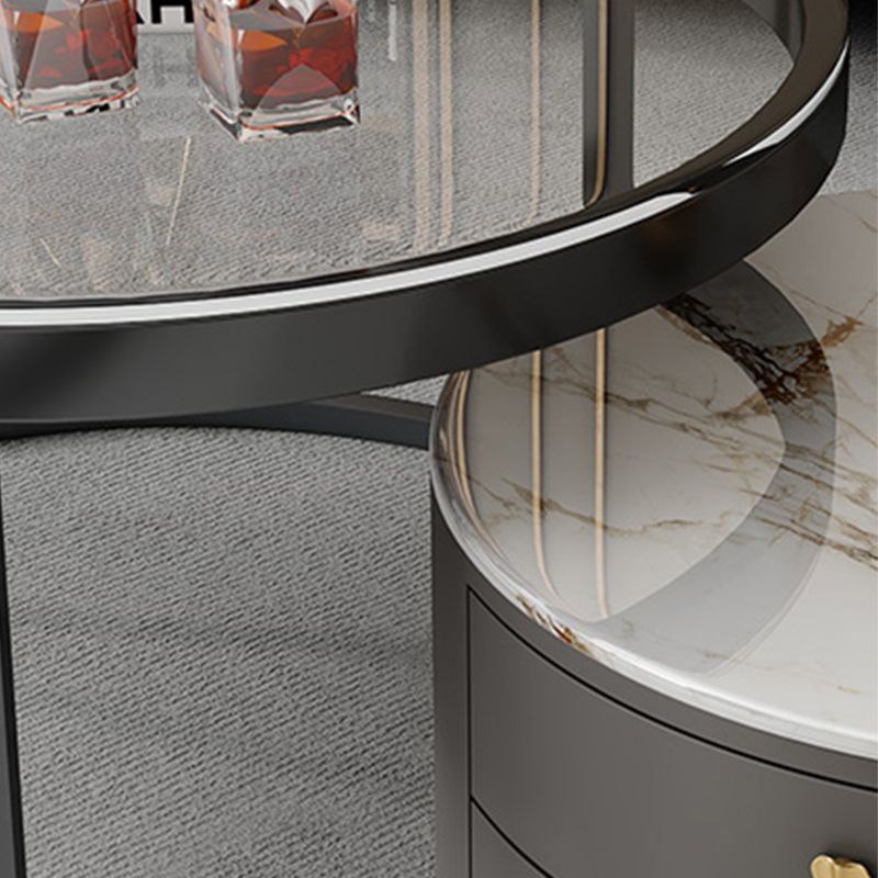 Modern Coffee Cocktail Table Round Nesting Coffee Table Set with Drawer Clearhalo 'Coffee & Accent Tables' 'Coffee Tables' 'coffee_tables' 'furn' 'furn_coffee_tables' 'Furniture' 'Living Room Furniture' 1200x1200_9a312e1a-cf7e-4cb3-af1f-287955c7d9e7