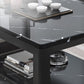 Glam Frame Salontafel Leisteen Cocktailtafel met Opbergplank voor Woonkamer