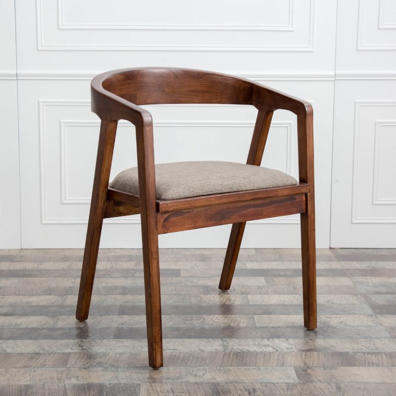 Contemporary Home Dining Chair Rubberwood Upholstered Arm Chair