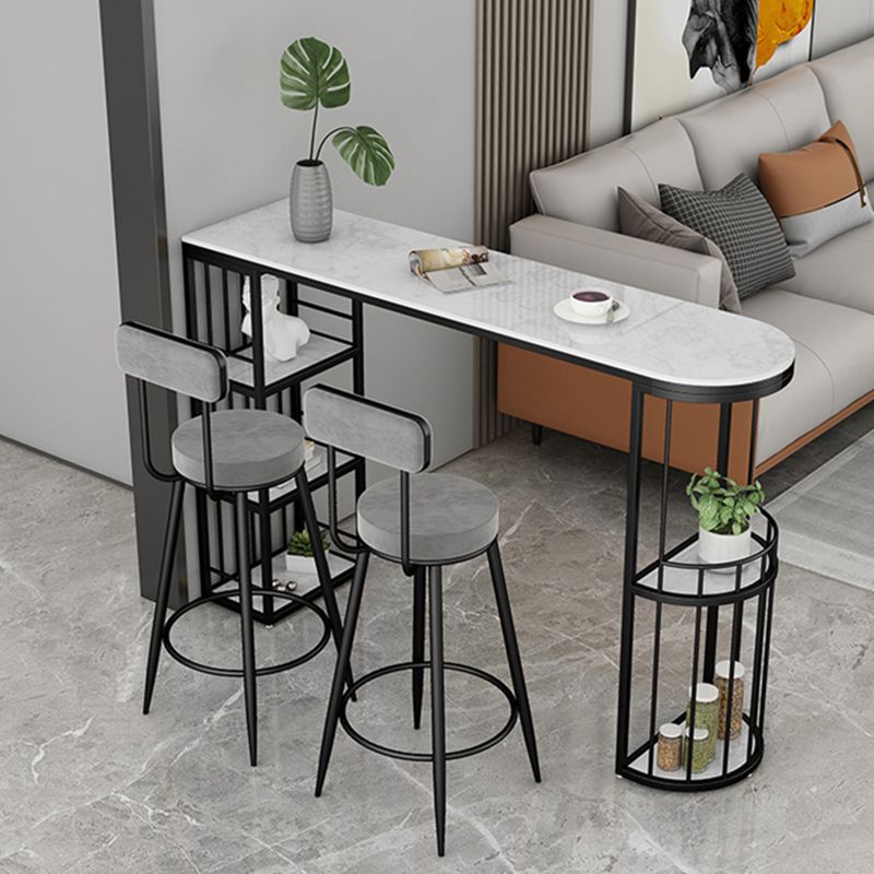 Contemporary Bar Dining Table Indoor Bar Height Pub Table with Shelves Clearhalo 'Bar Furniture' 'Bar Tables' 'bar_tables' 'Furniture' 'furniture_bar_tables' 'Kitchen & Dining Furniture' 'kitchen&dining_furn' 'kitchen' 1200x1200_9a3344aa-7c21-4814-ace8-95dc83f242f2
