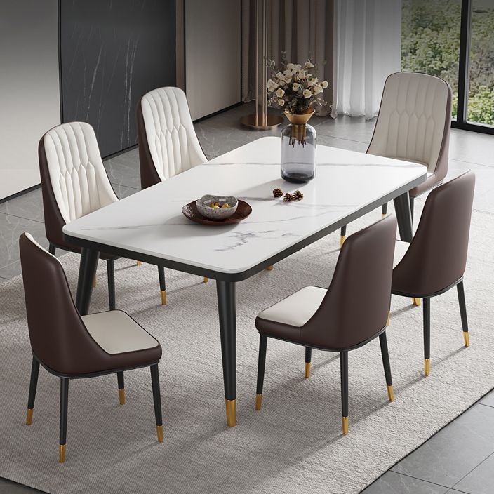 Minimalist Sintered Stone Top Kitchen Dining Table Rectangle Shape Dining Table with 4 Legs Base Clearhalo ' dining_table' 'Dining Tables & Seating' 'Dining Tables' 'Furniture' 'furniture_dining_table' 'Kitchen & Dining Furniture' 'kitchen&dining_furn' 'kitchen' 'kitchen_dining_table' 1200x1200_9a357812-d23c-44e4-a585-ce2ef34b0d74