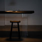 Bartisch mit schwarzer Eschenholzplatte und Acrylbasis, moderner Pub-Tisch mit doppeltem Sockel