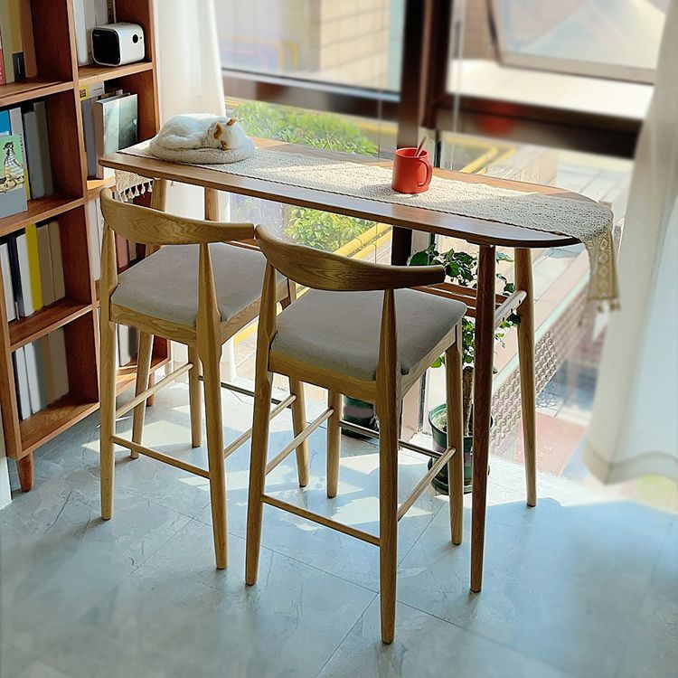 Juego de pub con altura de mostrador natural, mesa de bar de madera maciza de 1/2/3 piezas y taburetes tapizados