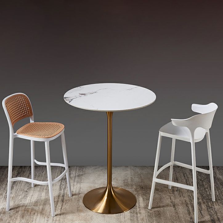 Tavolo da bar top top rotondo tavolo da pub glam con piedistallo in metallo oro