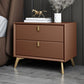 Contemporary Night Table Leather Bed Nightstand with 2 Drawers