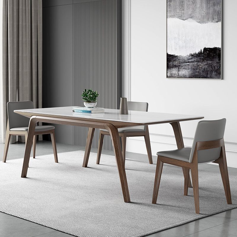 Modern Stone Rectangle Dining Table 4 Legs Table for Kitchen Clearhalo 'Dining Tables & Seating' 'Dining Tables' 'dining_table' 'furn' 'furn_dining_table' 'Furniture' 'Kitchen & Dining Furniture' 1200x1200_9a3df837-320f-44b2-a0d0-bfbf39fbab0a