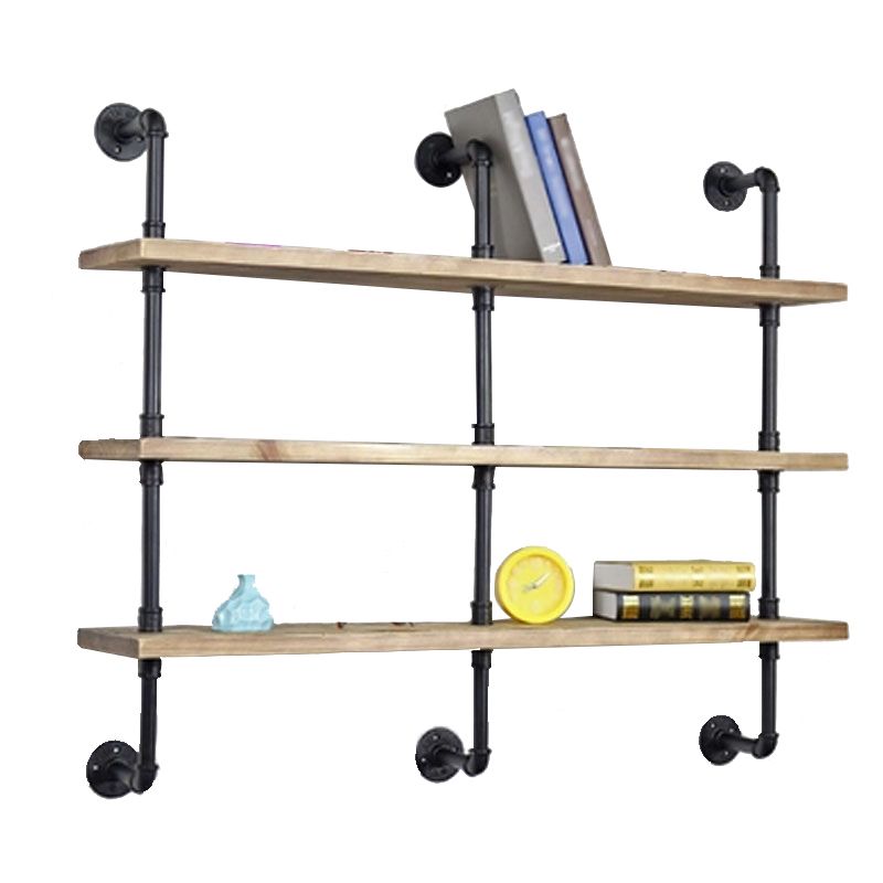Industrial Wall Mounted Bookshelf with Black Iron Frame Pine Wood Shelf Clearhalo 'Bookcases' 'furn' 'furn_bookcases' 'Furniture' 'furniture_bookcases' 'kitchen' 'kitchen_bookcases' 'Living Room Furniture' 'Office Furniture' 1200x1200_9a3ff6bc-3085-4adb-948a-3443ecd6bba3