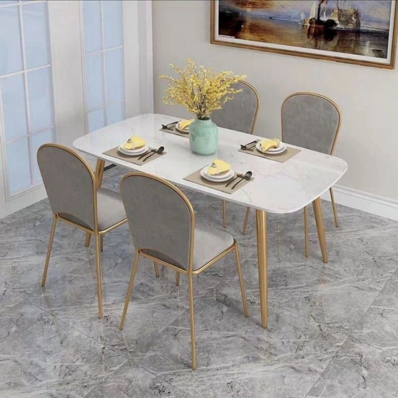 Mesa de comedor de lujo para comedor, cocina, mesa de comedor de piedra de 4 patas