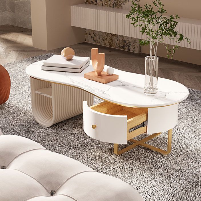 Modern Geometric Coffee Table with Drawer Stone Top Cocktail Table Clearhalo 'Coffee & Accent Tables' 'Coffee Tables' 'coffee_tables' 'furn' 'furn_coffee_tables' 'Furniture' 'Living Room Furniture' 1200x1200_9a41ace4-7f6b-451b-97a0-ffbf412c7e15