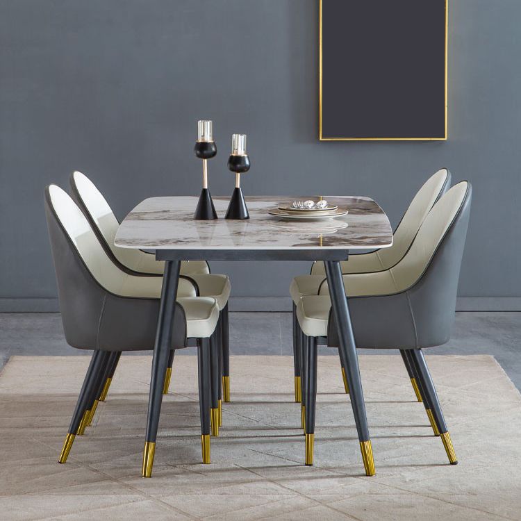 Mesa de comedor de piedra sinterizada Rectángulo de comedor de lujo tradicional