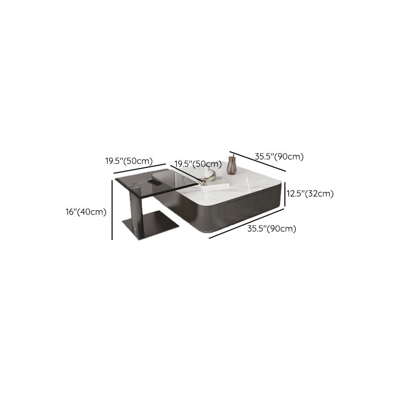 Square Slate Coffee Table Set Contemporary 2 Drawers Cocktail Table Clearhalo 'Coffee & Accent Tables' 'Coffee Tables' 'coffee_tables' 'furn' 'furn_coffee_tables' 'Furniture' 'Living Room Furniture' 1200x1200_9a45c197-823f-4e37-9b7a-10c6103fa7d6