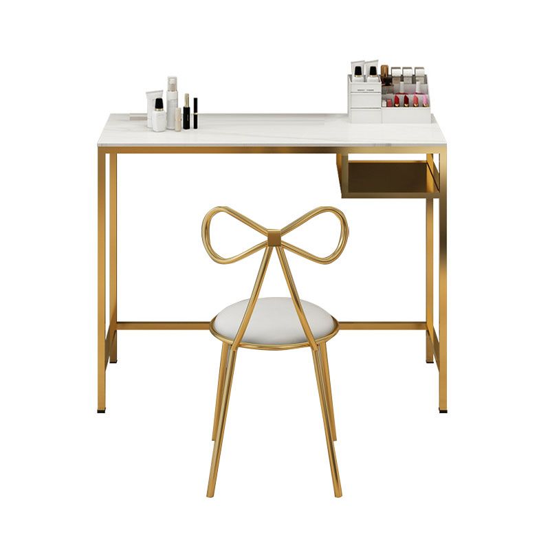 Glam Metall Waschtisch Make -up -Tisch Set Slate Top Waschtisch Schminktisch